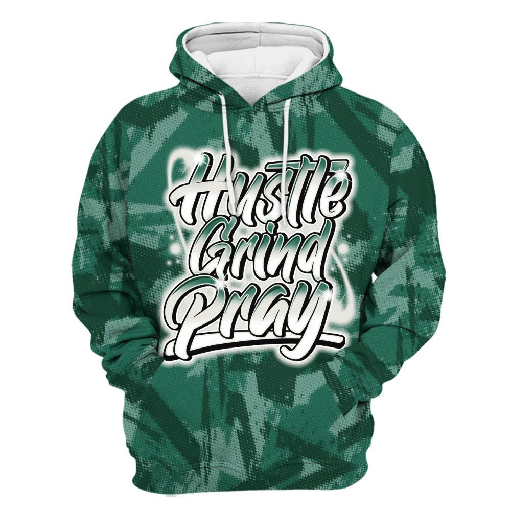 Hoodie To Match Oxidized Green 4s - Hustles And Prayer Graphic Halftone All Over Print