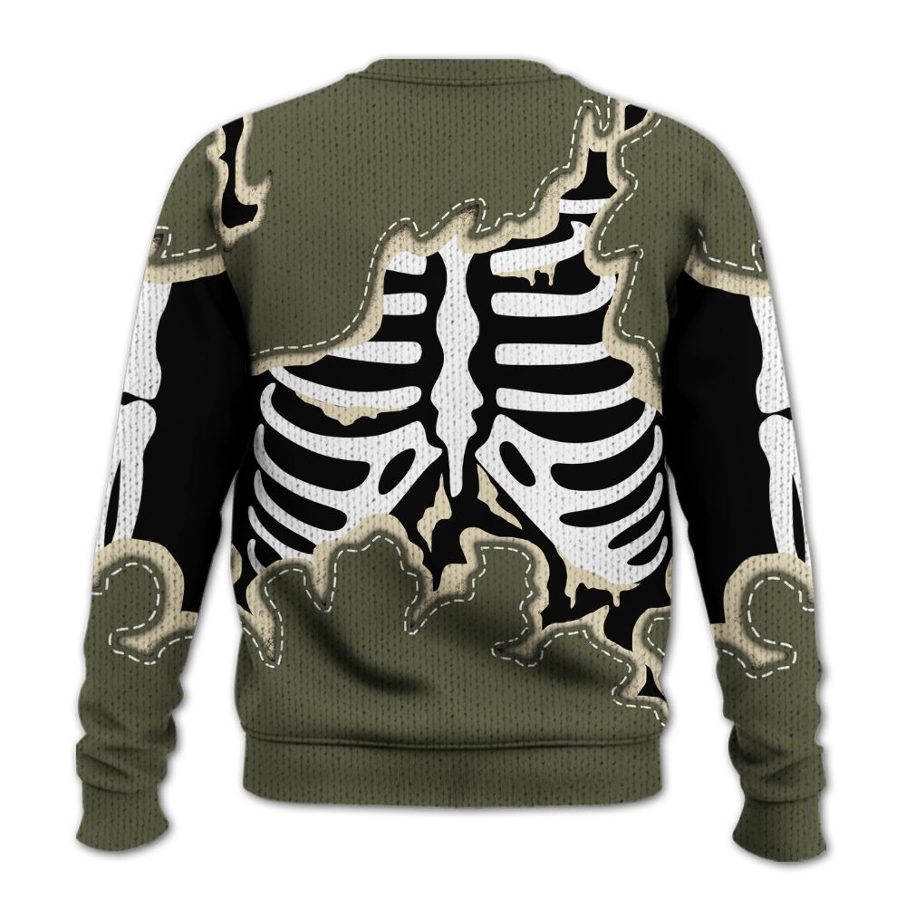 Knitted Sweater To Match Travis Scott Low OG Medium Olive 1s - Skeleton Smiley Face