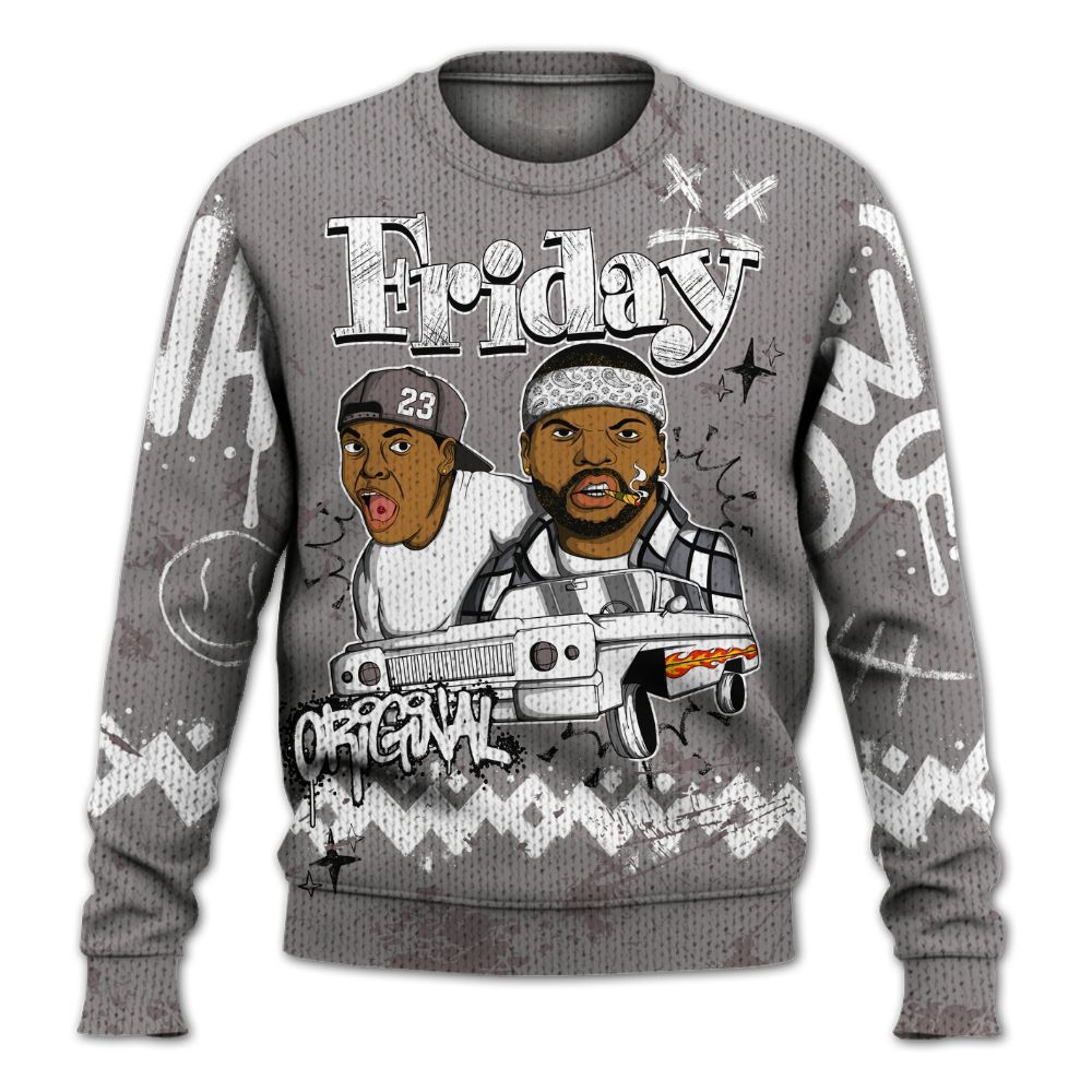 Knitted Sweater To Match Cool Grey 11s - Friday Sneaker Crayon