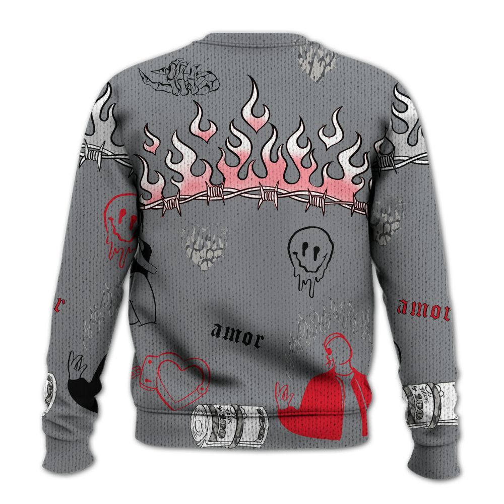 Knitted Sweater To Match Black Cement 3s - Trust No One Graphic