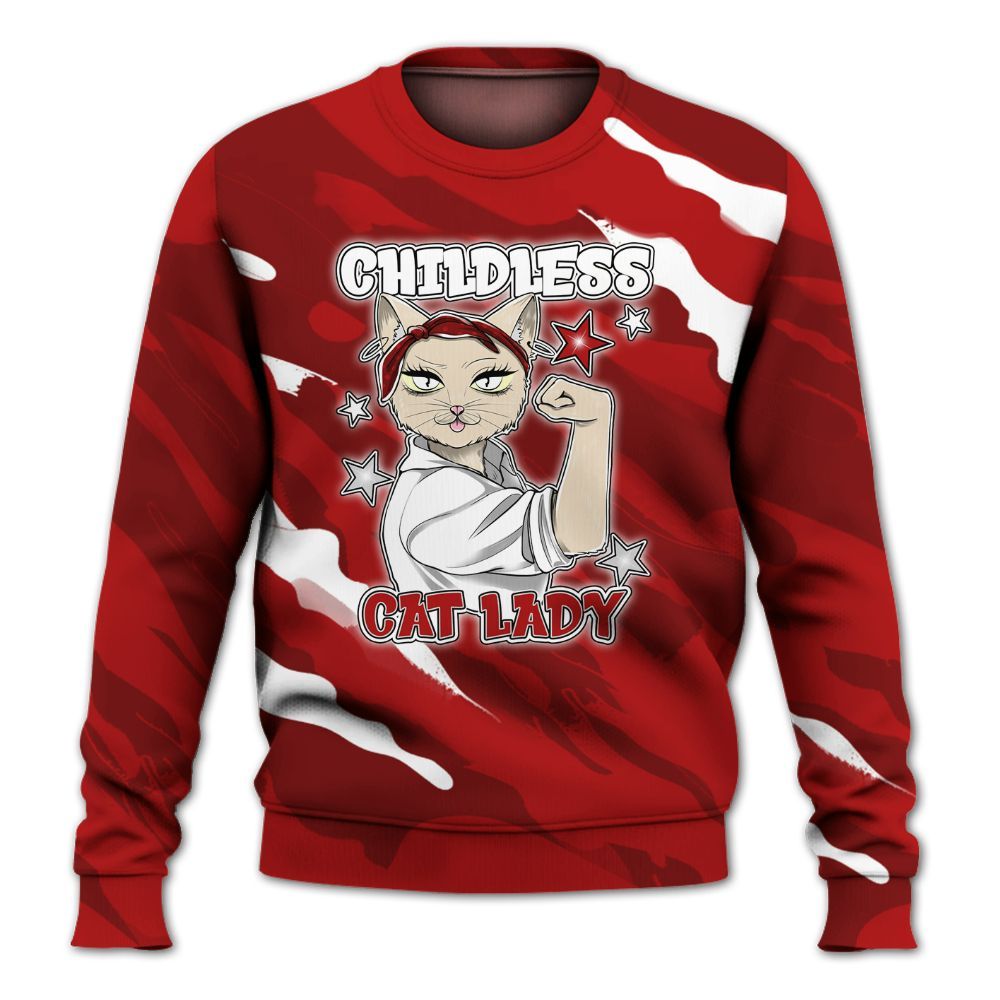 Sweatshirt To Match Red Taxi 12s - Childless Kat Lady All Over Print