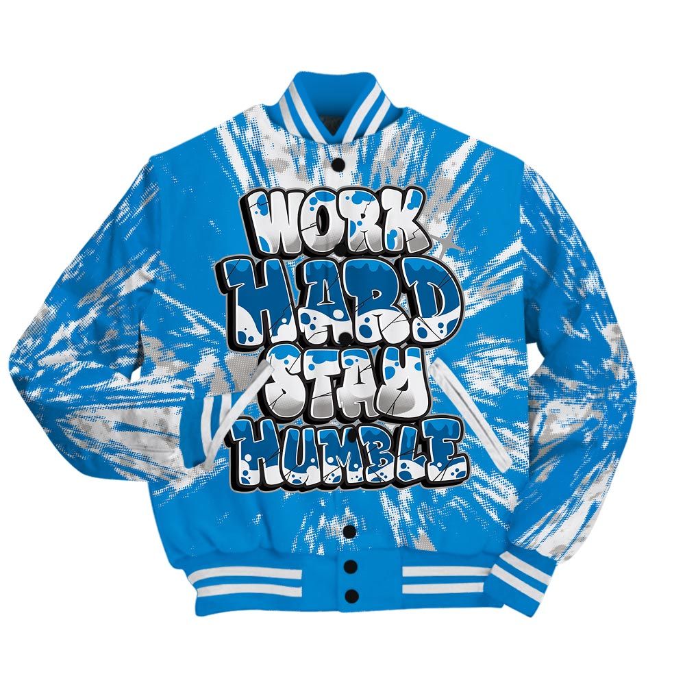 Varsity Jacket To Match Industrial Blue 4s - Working Hard And Humble Luxury Varsity Jacket Unisex