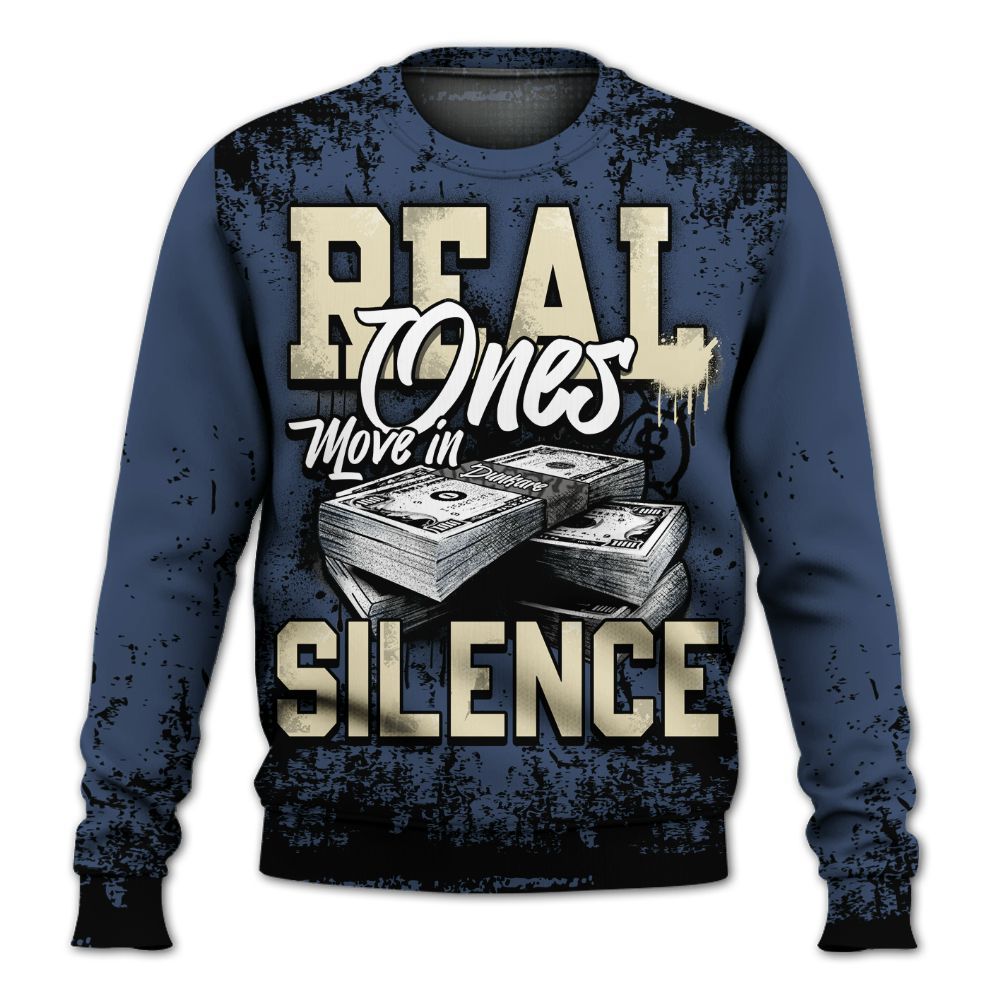 Sweatshirt To Match Diffused Blue 3s - Move In Silence Money Street Retro All Over Print