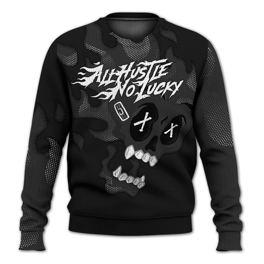 Knitted Sweater To Match White Thunder 4s - All Hustle No Lucky Skull