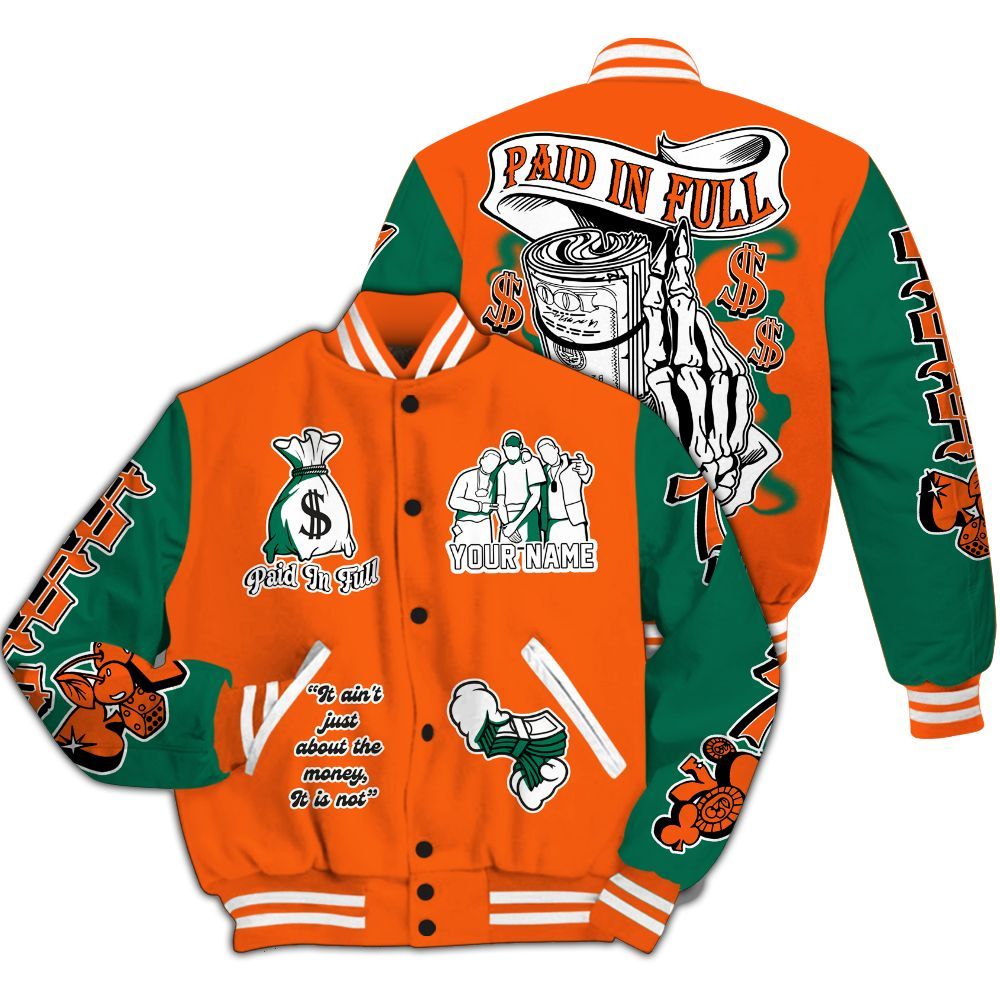 Varsity Jacket To Match SoleFly Sail Gorge Green 3s - Paid In Full Baseball Varsity Jacket Custom Name All Over Print