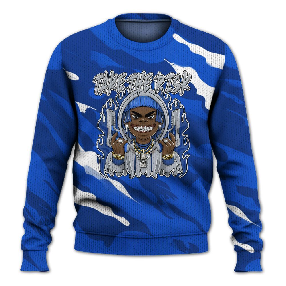 Knitted Sweater To Match Air Foamposite One Royal - Take The Risk Colored