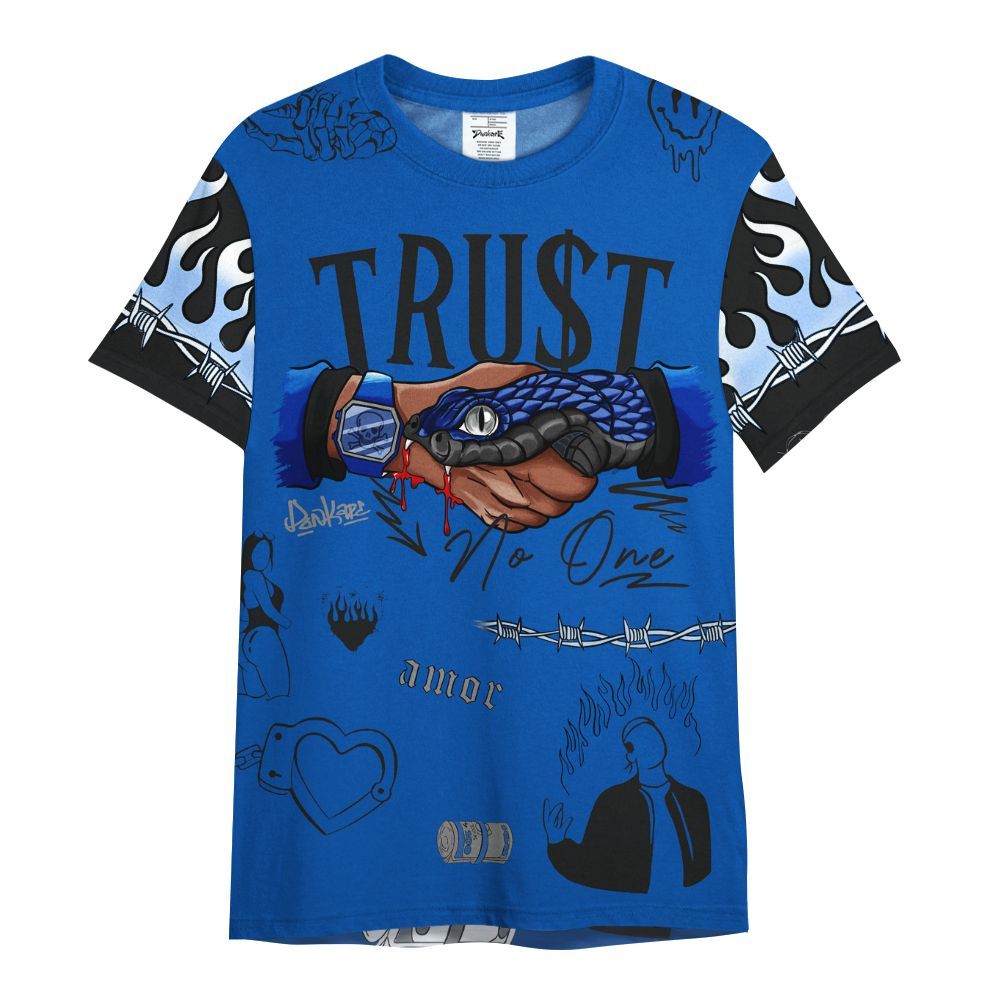 Shirt To Match Racer Blue 5s - Snake Trust No One All Over Print