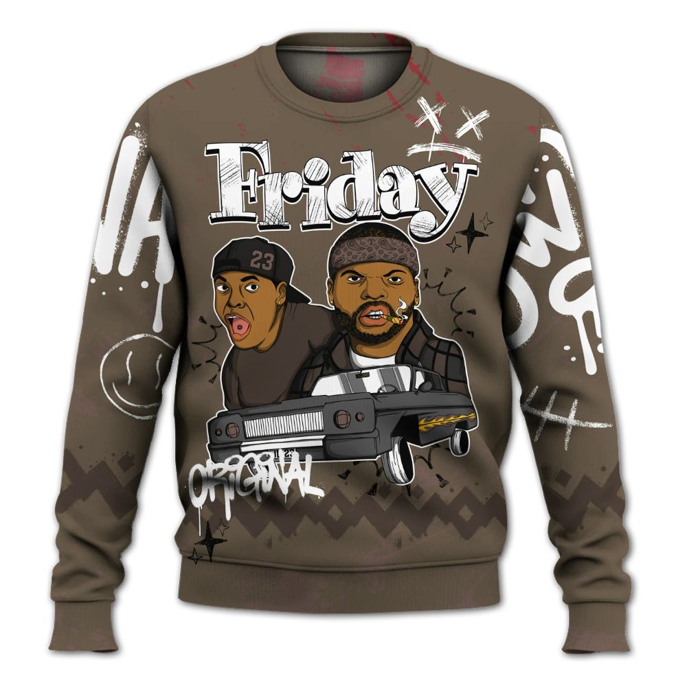 Sweatshirt To Match AMM Dark Mocha 4s - Friday Sneaker Crayon All Over Print