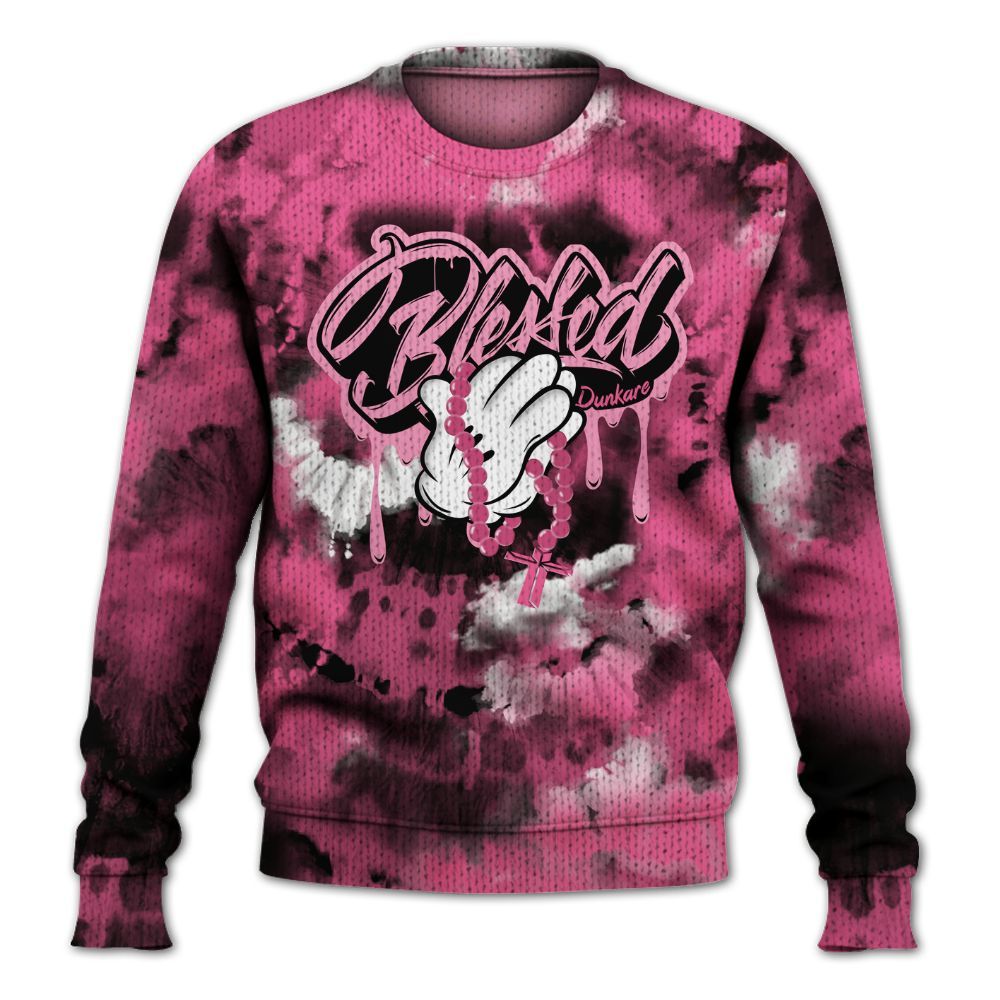 Knitted Sweater To Match Air Max SNDR Hyper Pink - God Blessed Tie Dye