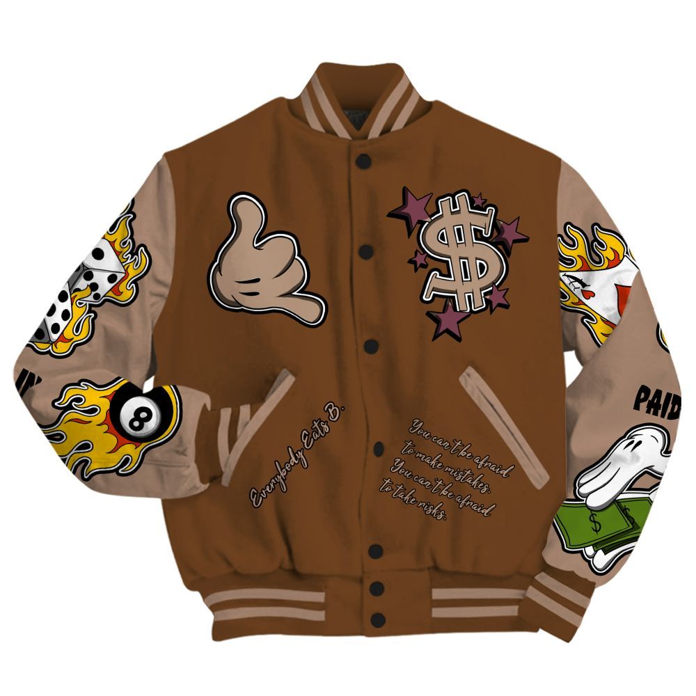 Varsity Jacket To Match Archaeo Brown 3s - Everybody Paid In Full Graphic All Over Print