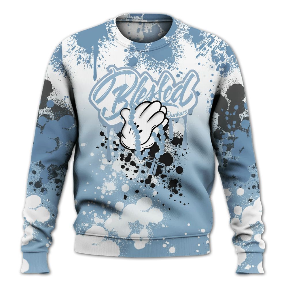 Sweatshirt To Match High University Blue 1s - God Blessed Ink Drip All Over Print