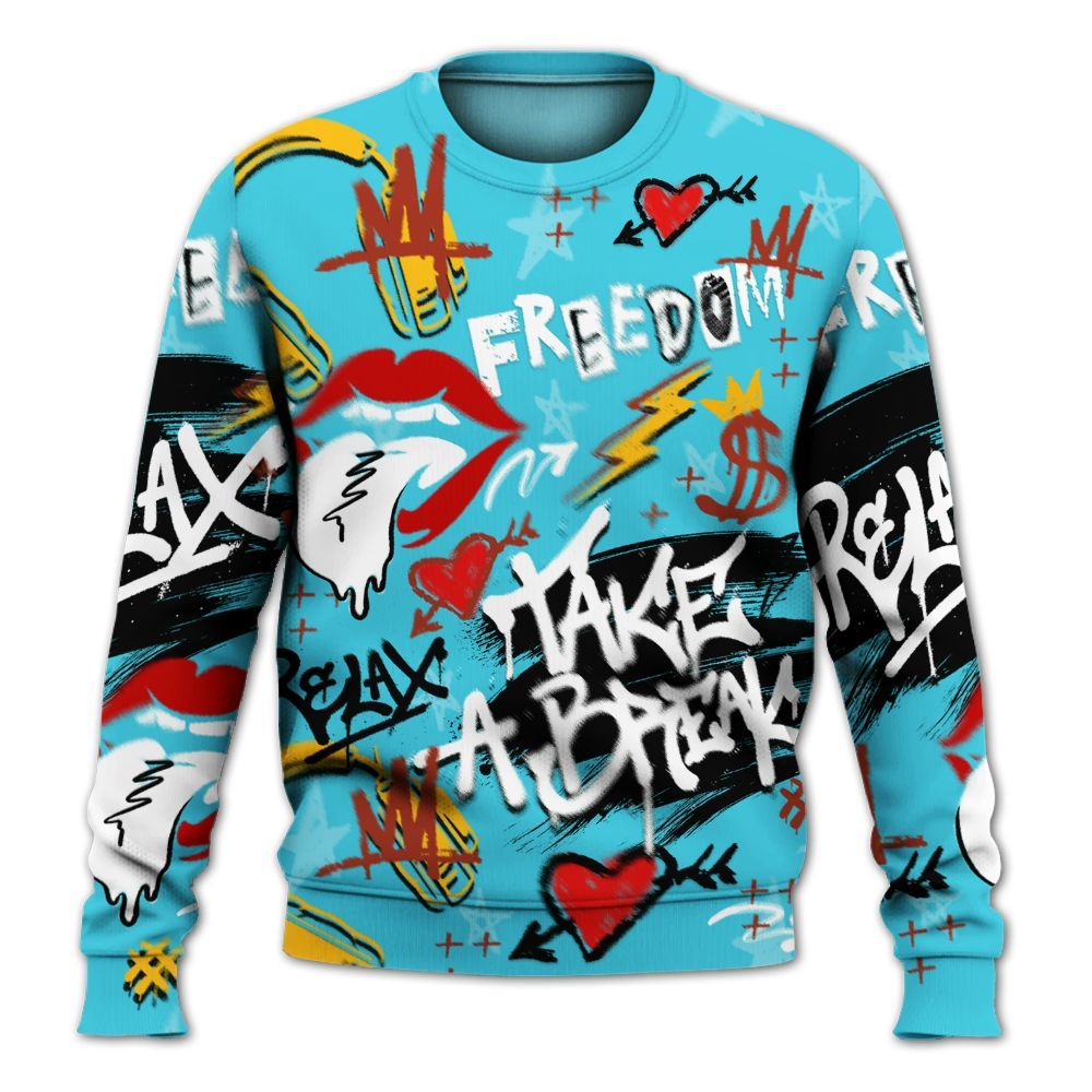 Sweatshirt To Match SB Dunk Di'Orr Greenwood - Take Break Freedom Graffiti Streetwear All Over Print