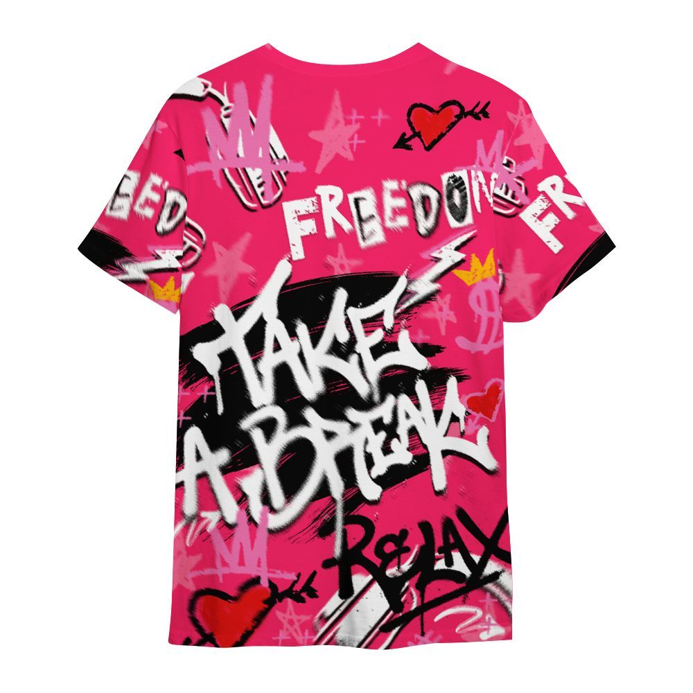 Shirt To Match Air VaporMax Plus Triple Pink - Take Break Freedom Graffiti Streetwear All Over Print