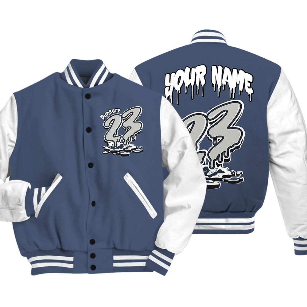 Varsity Jacket To Match Low Diffused Blue 11s - Custom Name 23 Drip Varsity Jacket Outfit 1305 HDT