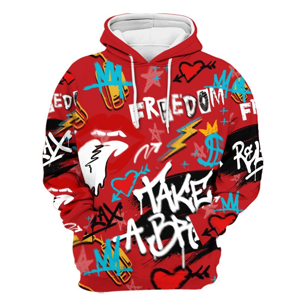 Hoodie To Match Dunk Low Fruity Pebbles - Take Break Freedom Graffiti Streetwear All Over Print