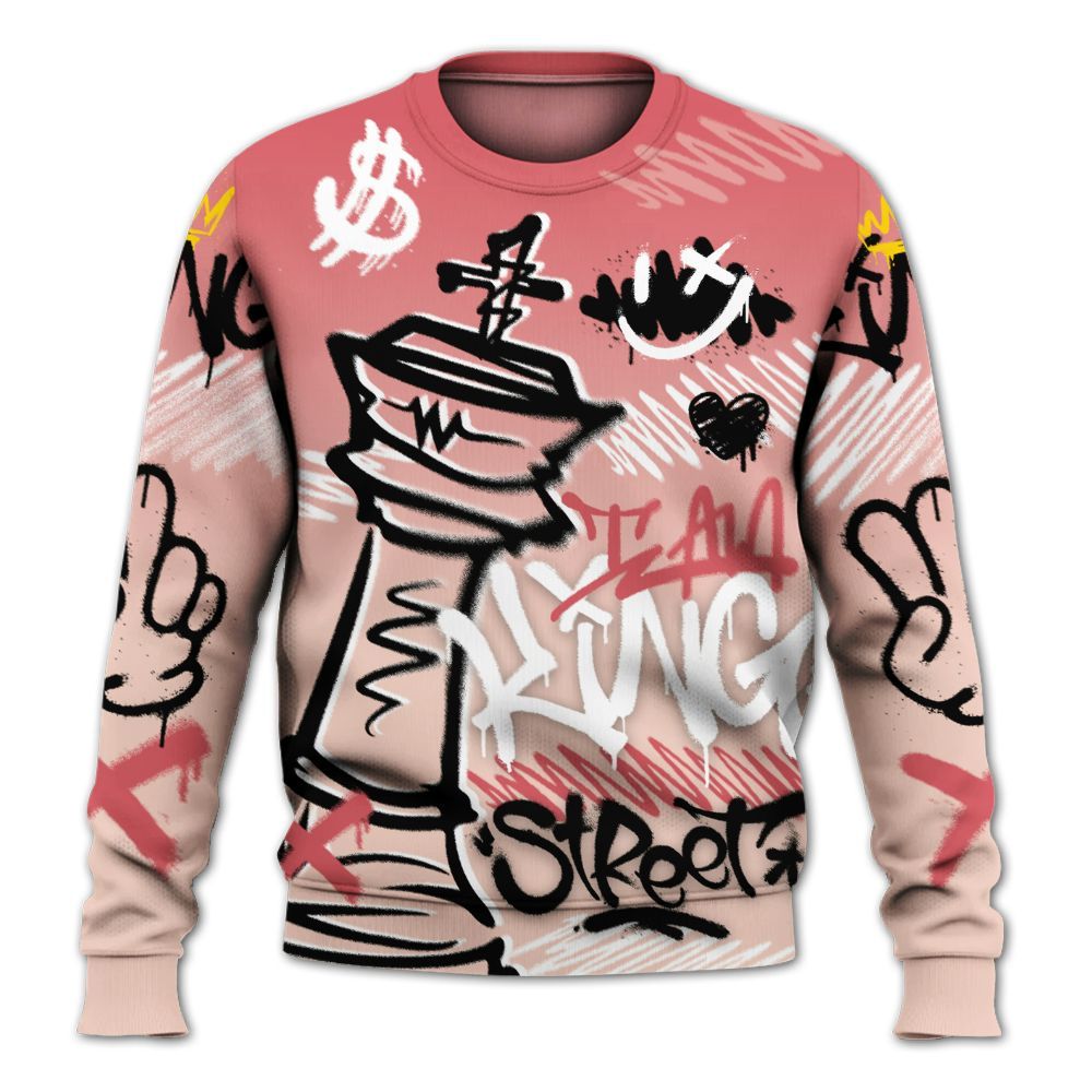 Sweatshirt To Match Washed Coral 2s Shirt, Street King Chess Streetwear All Over Print
