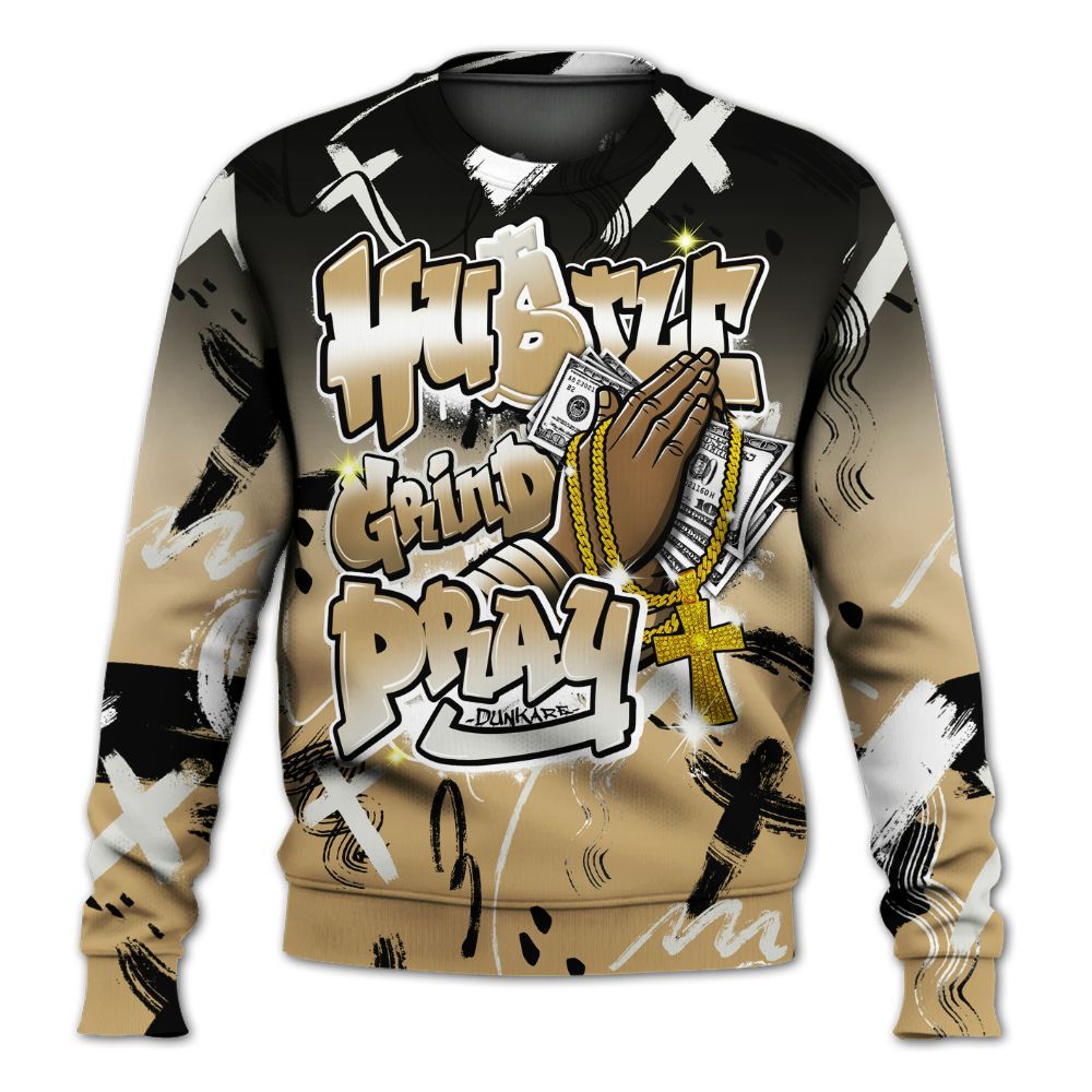 Sweatshirt To Match Black LD 1000 - Money Hustle Grind Pray All Over Print