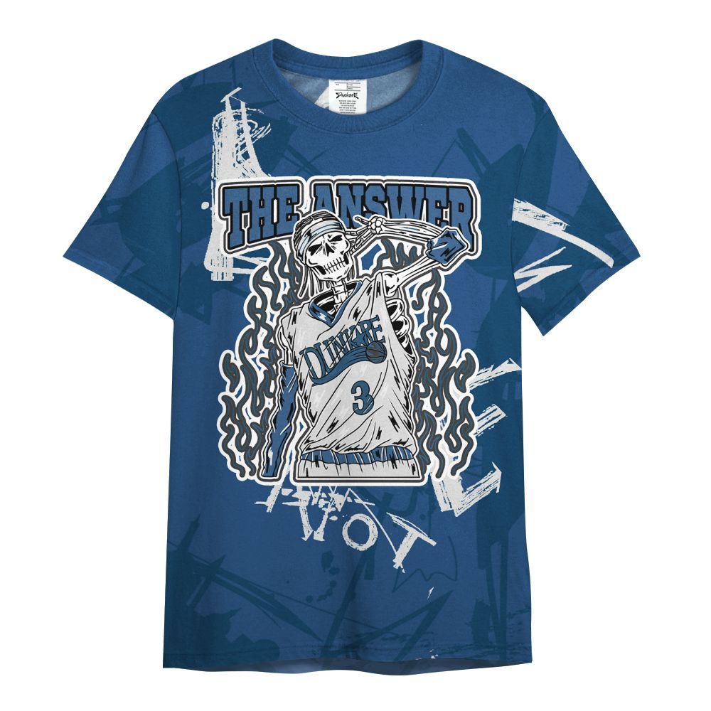 Shirt To Match High OG Midnight Navy 1s - Allen Answer Skeleton Messyz All Over Print