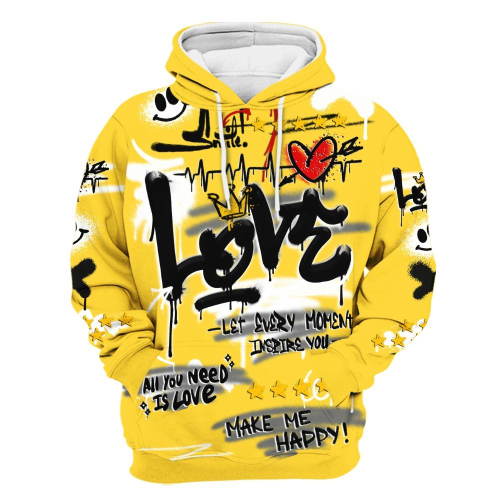 Hoodie To Match Mid New Love 2025 1s - Happy Love Beats Graffiti All Over Print