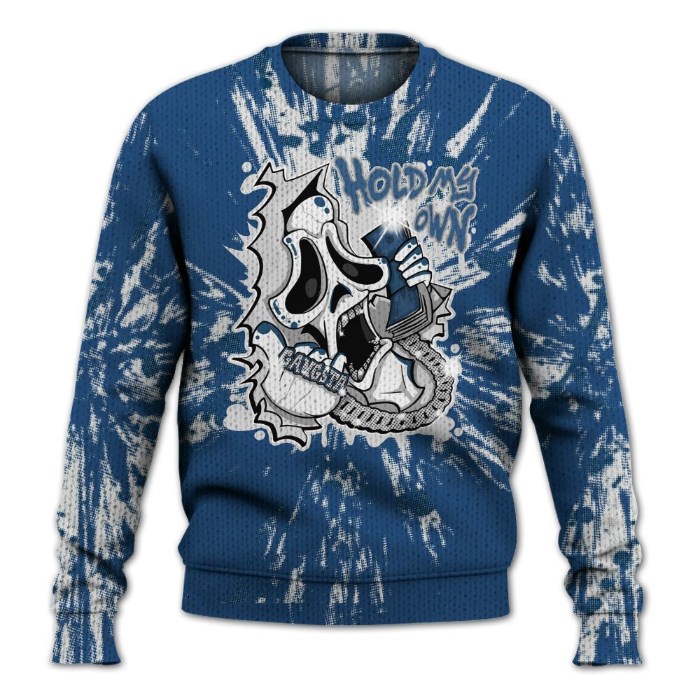 Knitted Sweater To Match High OG Midnight Navy 1s - Hold My Own Graphic Halloween