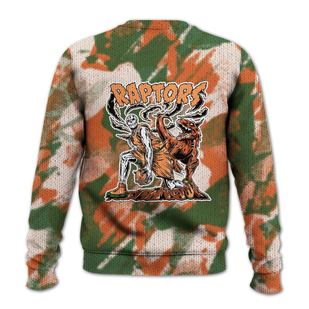 Knitted Sweater To Match Low Miami 5s - Raptors Skeleton Abstract Halftone