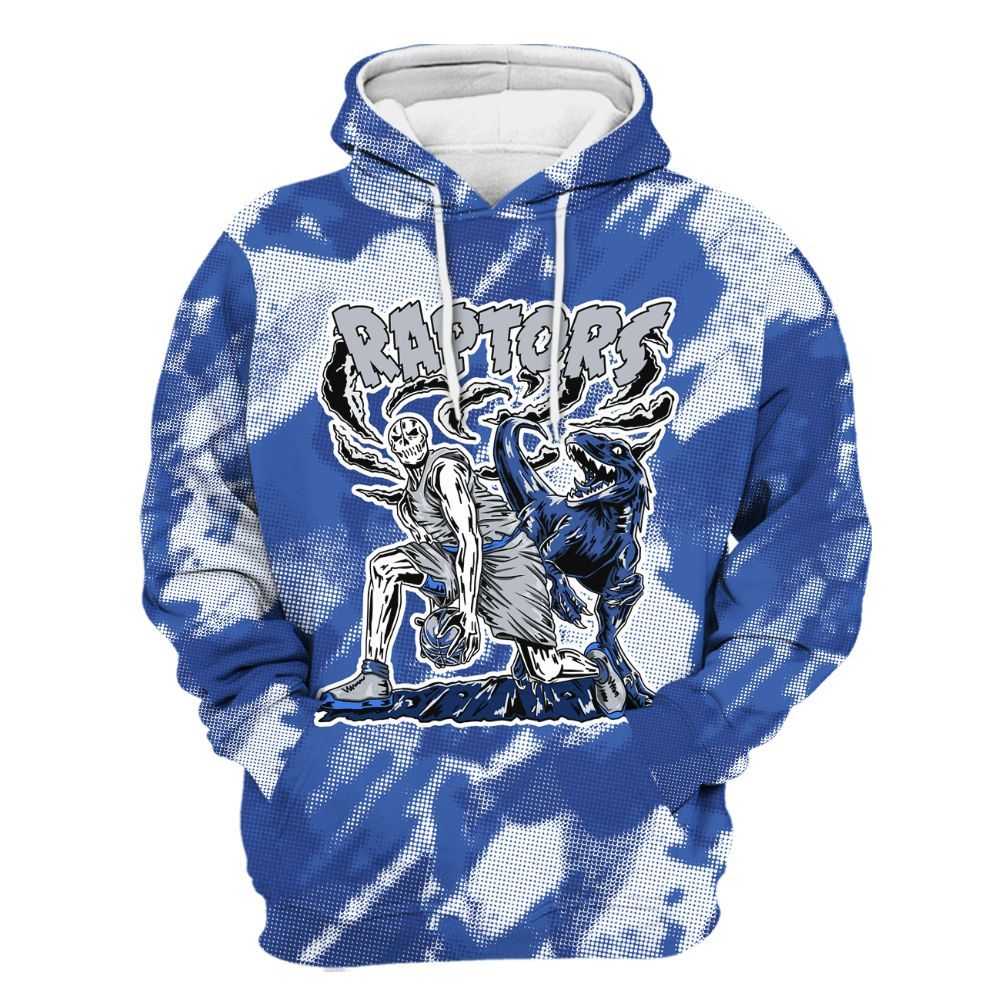 Hoodie To Match Air Foamposite One Royal - Raptors Skeleton Abstract Halftone All Over Print