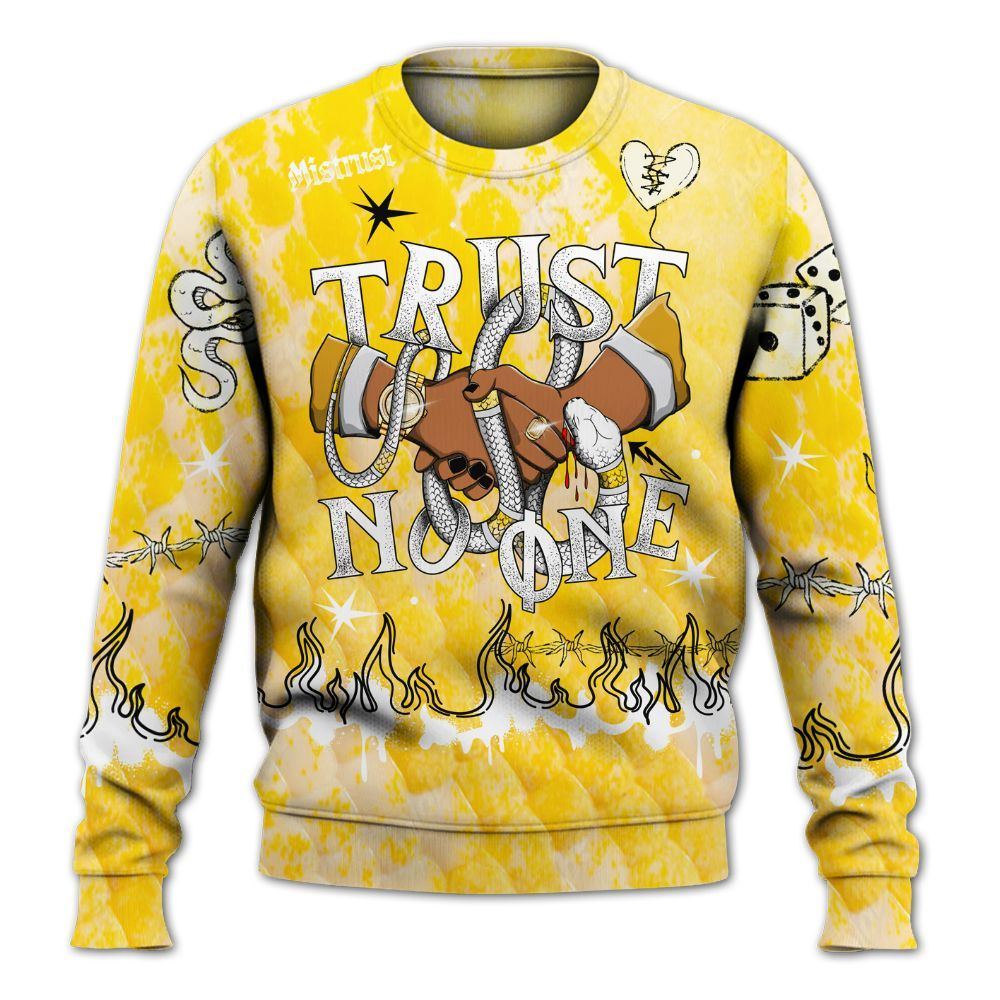 Sweatshirt To Match Low Yellow Python 11s - Trust No One Snake-Bite Doodle Crayon All Over Print