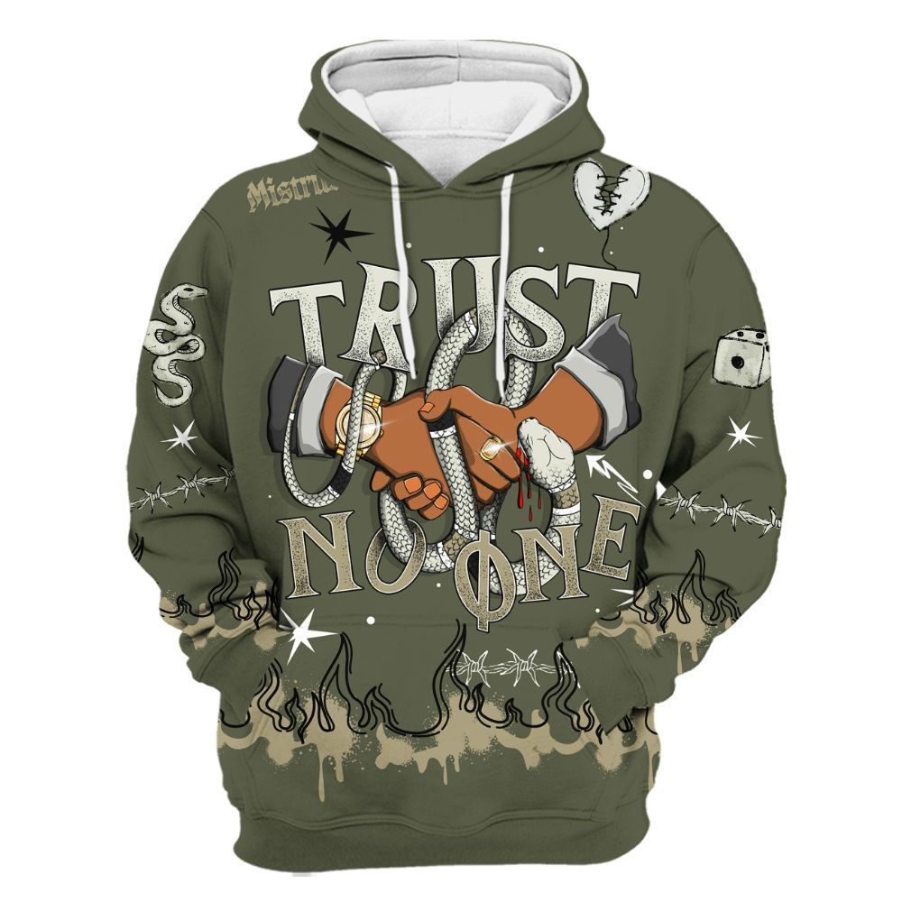 Hoodie To Match Low OG Medium Olive 1s - Trust No One Snake-Bite Doodle Crayon All Over Print