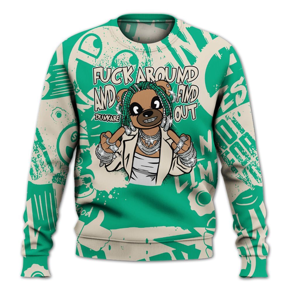 Sweatshirt To Match Oxidized Green 4s - F#ck Around Bear Bear Monogram Graffiti All Over Print