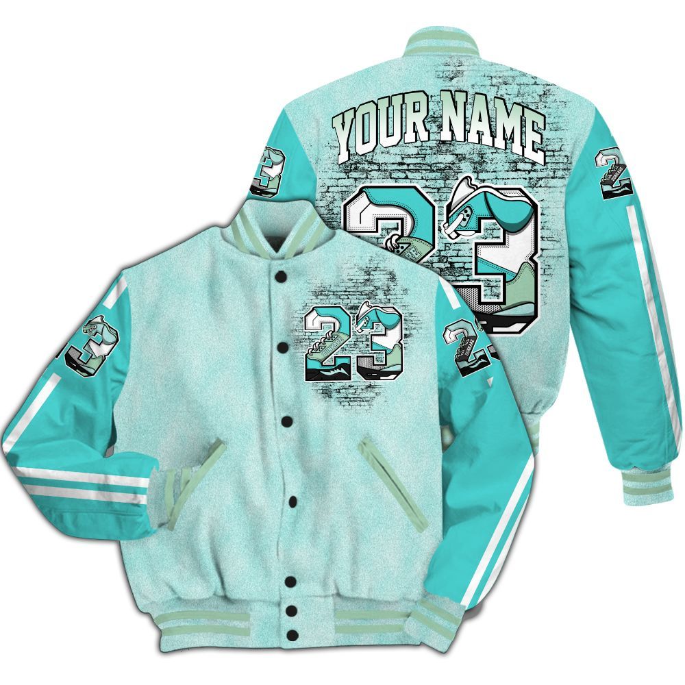 Varsity Jacket To Match Low OG Washed Teal 1s - Custom Name 23 5s All Over Print