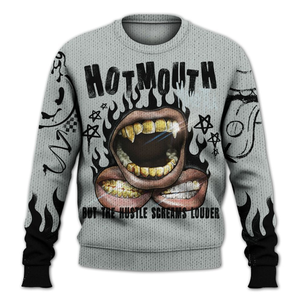 Knitted Sweater To Match Black Wolf Grey 12s - Mouth Burning Street Style