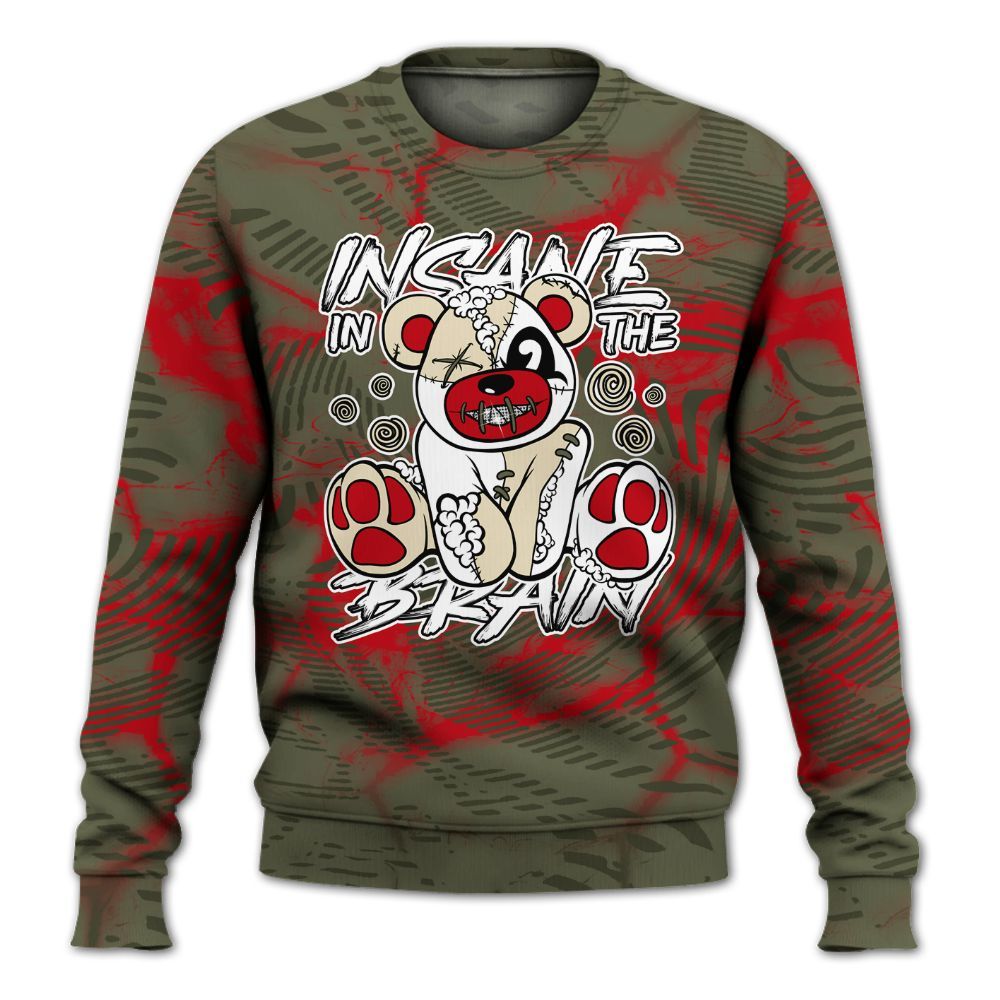 Sweatshirt To Match Travis Scott Low OG Medium Olive 1s - Insanes Bear Fume All Over Print