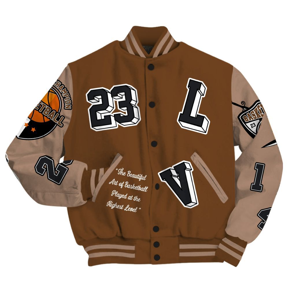 Varsity Jacket To Match Archaeo Brown 3s - The GOAT Got Em Streetwear All Over Print