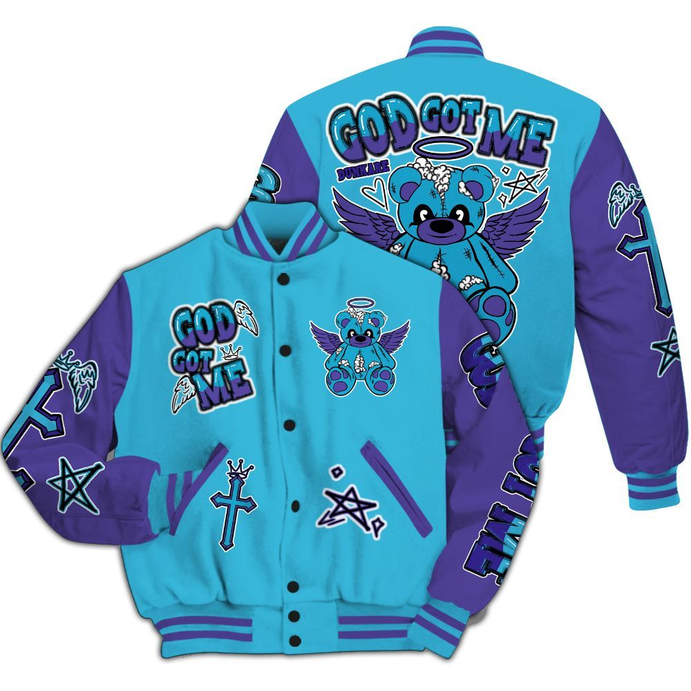 Varsity Jacket To Match Retro Aqua 6s - Gods Guides Me Bear All Over Print