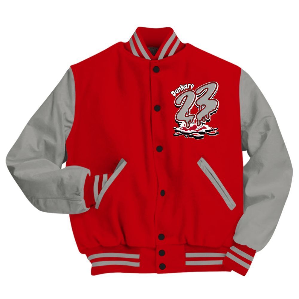 Varsity Jacket To Match Air Griffey Max Gray Reds 1s - Custom Name 23 Drip All Over Print
