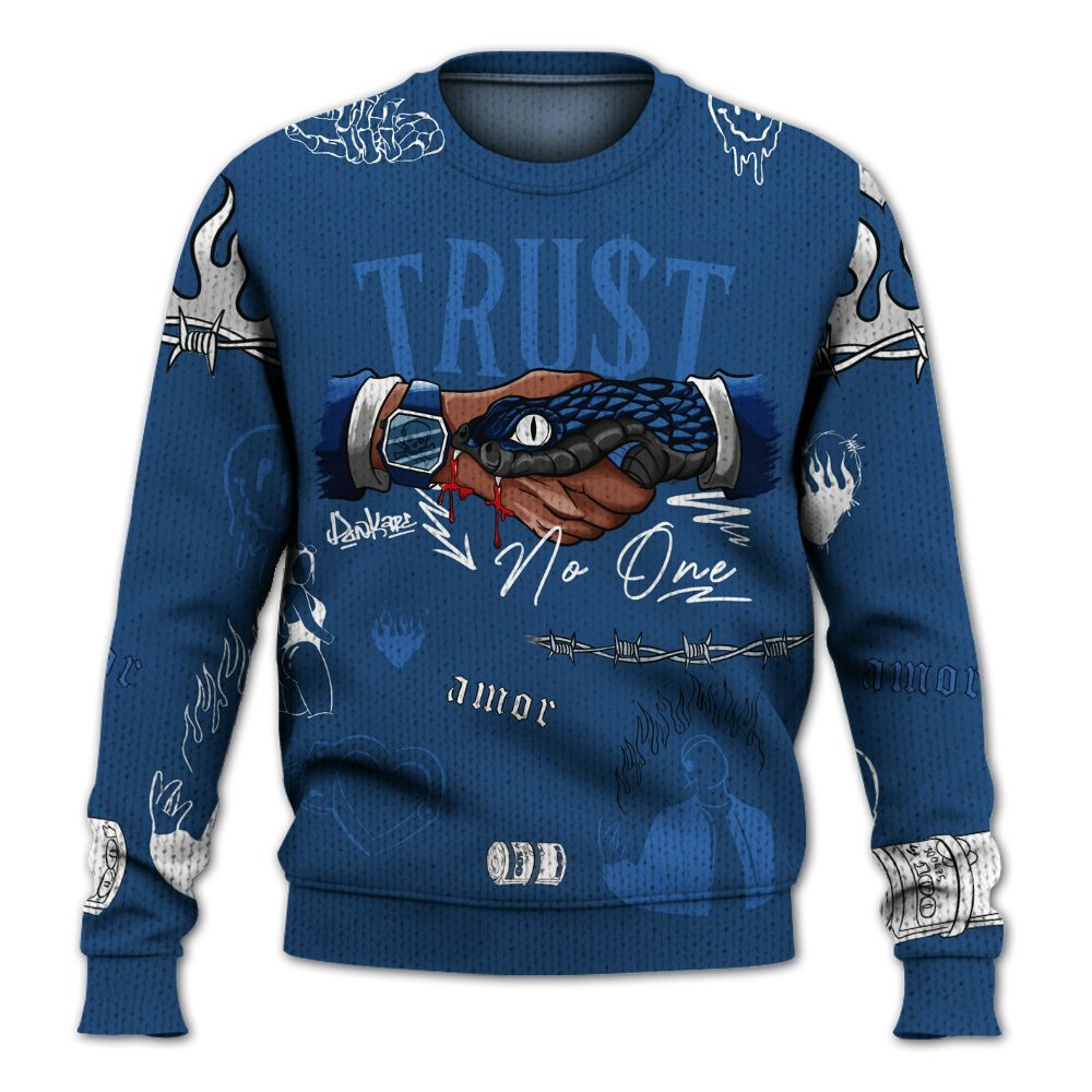 Knitted Sweater To Match High OG Midnight Navy 1s - Snake Trust No One