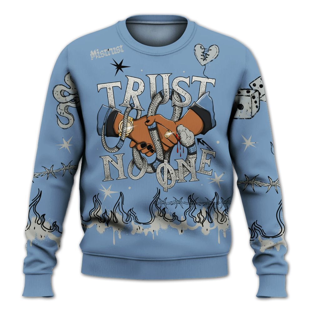 Sweatshirt To Match University Blue 4s - Trust No One Snake-Bite Doodle Crayon All Over Print