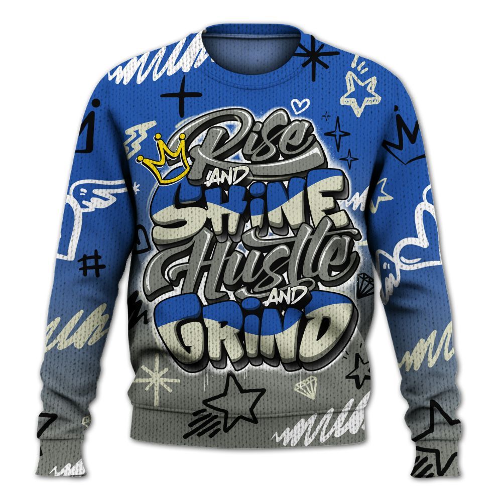 Knitted Sweater To Match Lucky Shorts 3s - Rise Shine Hustle Grind