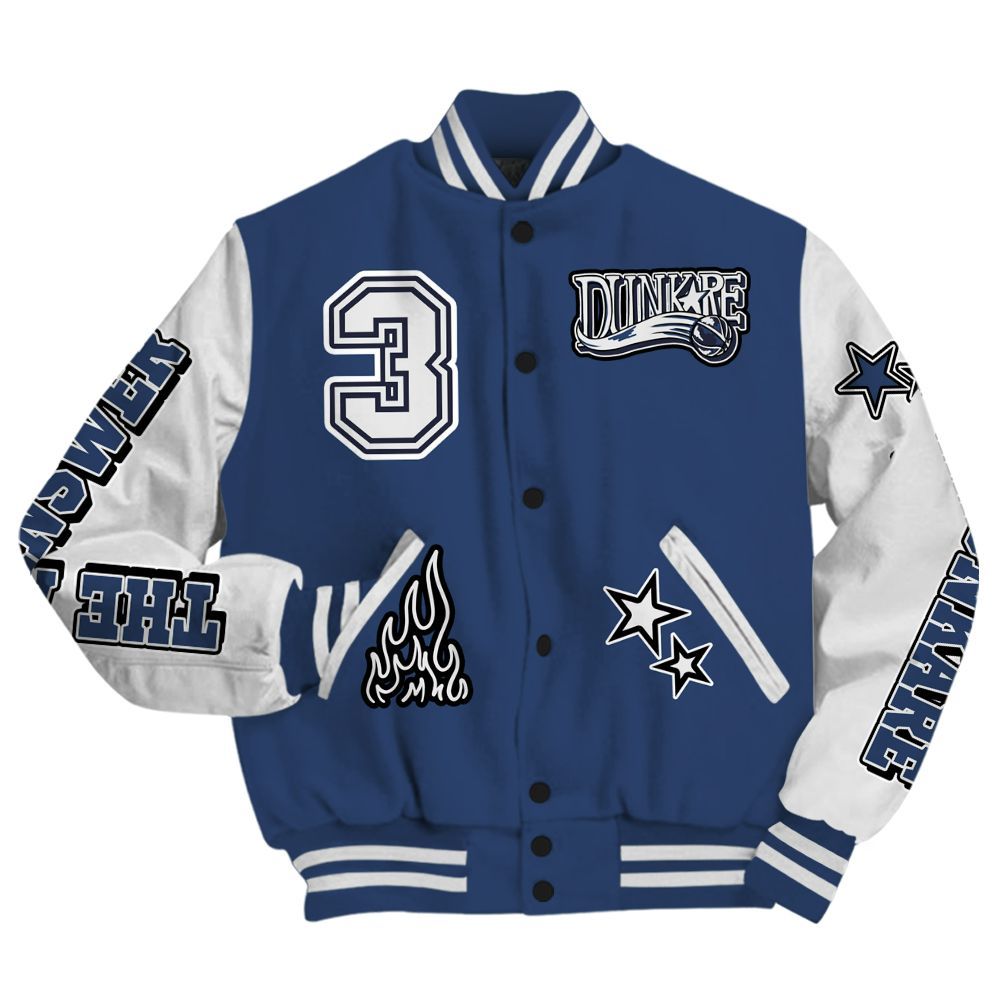 Varsity Jacket To Match Low 85 Metallic Blue 1s - Allen Answer Skeleton All Over Print