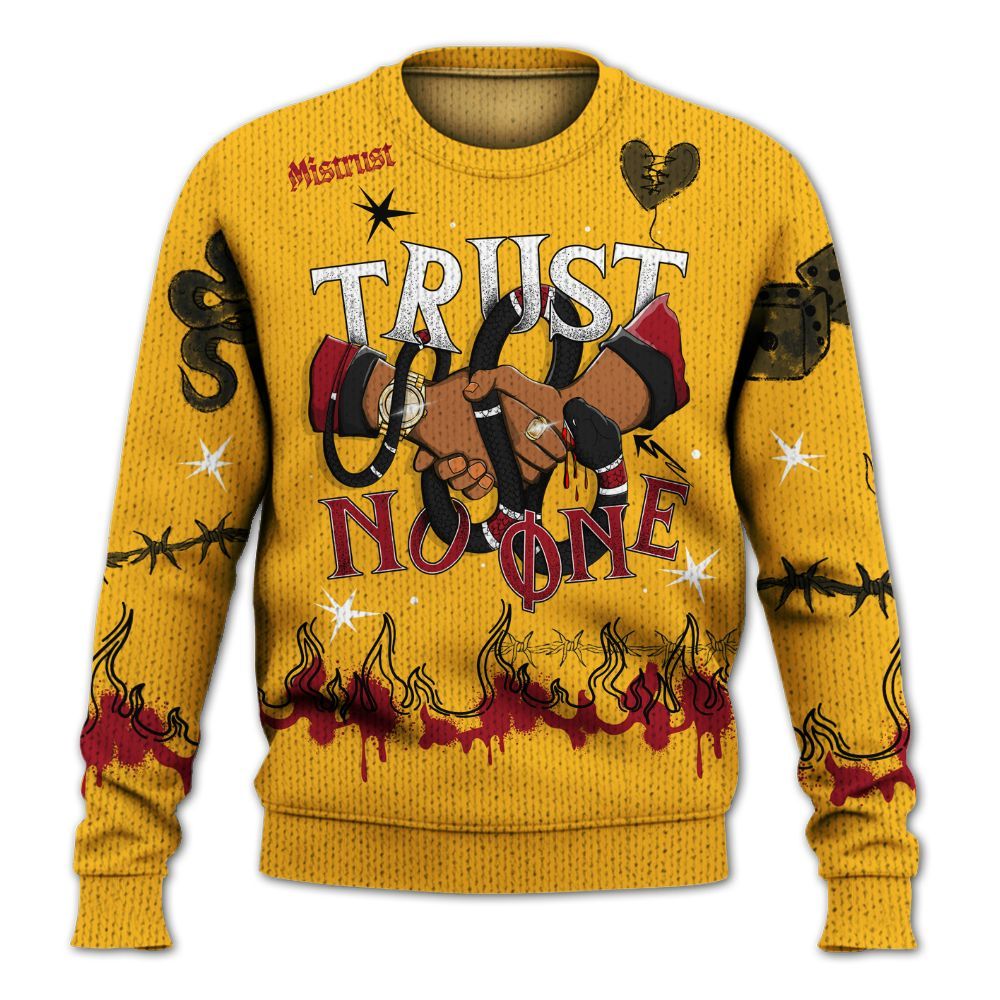 Sweater To Match White Taxi 12s Shirt, Trust No One Snake-Bite Doodle Crayon Graphic