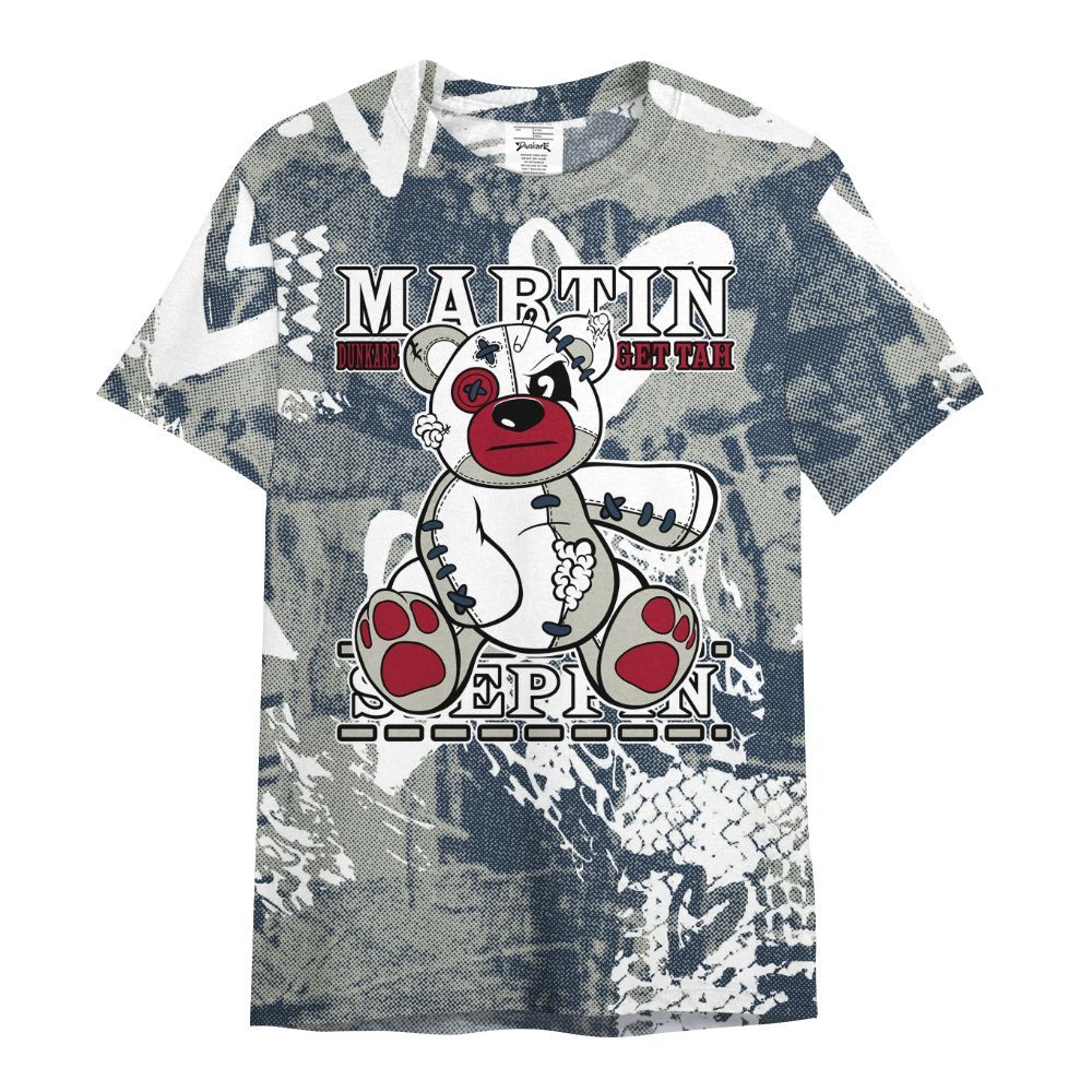 Shirt To Match Navy Blue 2024 6s - Tah Steppin Bear Heart Grunge All Over Print