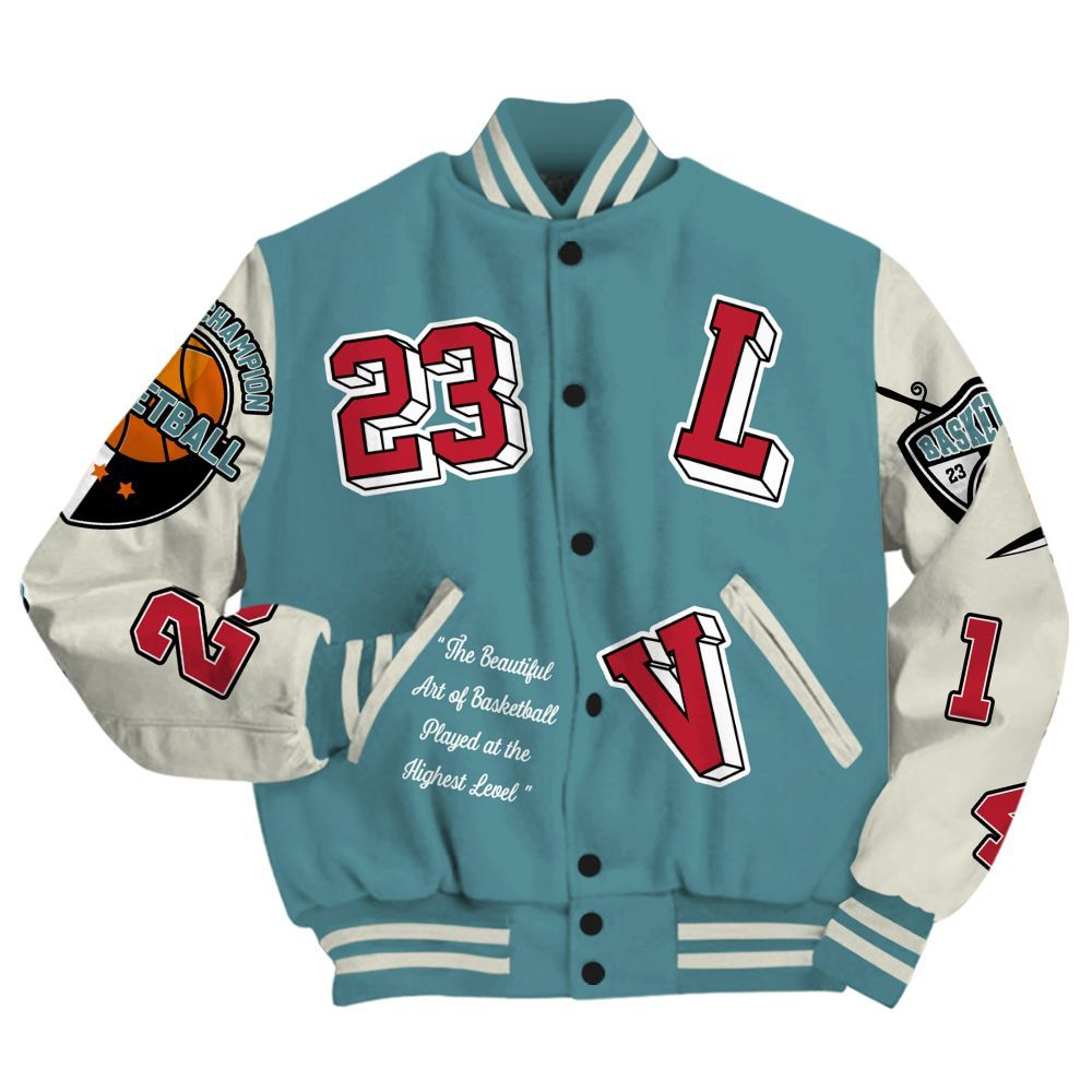 Varsity Jacket To Match Dunk Low Denim Turquoise Royal - The GOAT Got Em Streetwear All Over Print