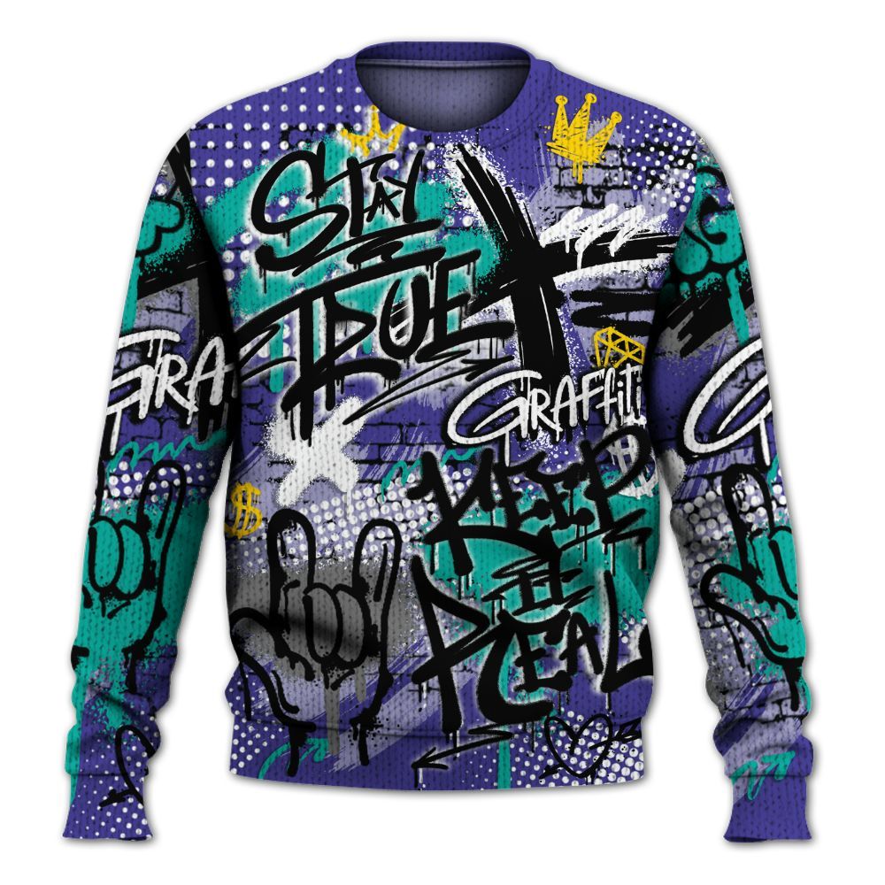 Sweater To Match Retro Grape 5s - True It Real Graffiti Streetwear Graphic