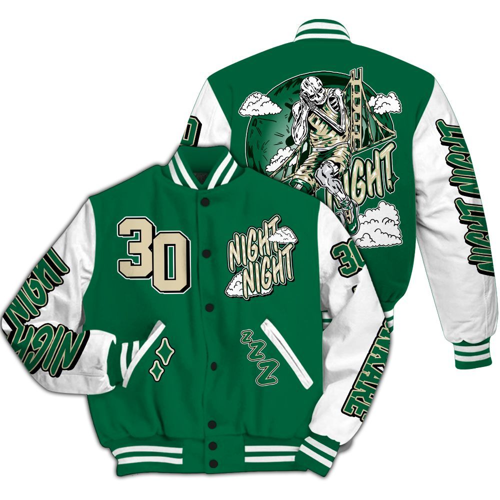 Varsity Jacket To Match Pine Green 4s - Seeya Skeleton All Over Print