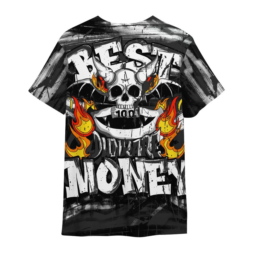 Shirt To Match White Thunder 4s - Money Skull Smile Fire All Over Print