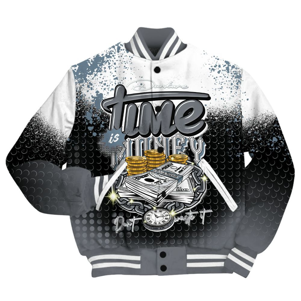 Varsity Jacket To Match Air Max DN Silver Bullet Shirt, Halftone Time Is Money All Over Print