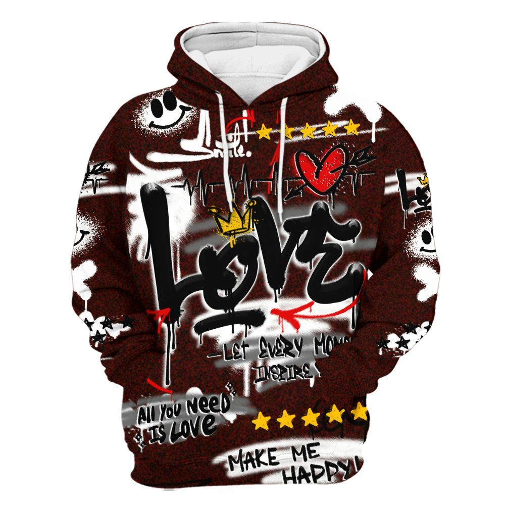 Hoodie To Match Air Force 1 Low Halloween Skull 2024 - Happy Love Beats Graffiti Streetwear All Over Print