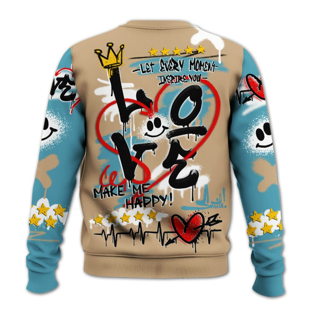 Sweatshirt To Match H-Town 11s - Happy Love Beats Graffiti Streetwear All Over Print