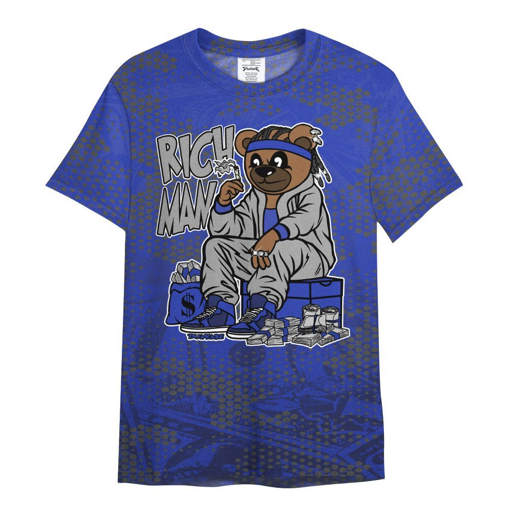 Shirt To Match Air Max Plus Black Racer Blue - Rich Man Bear Banknotes Art All Over Print