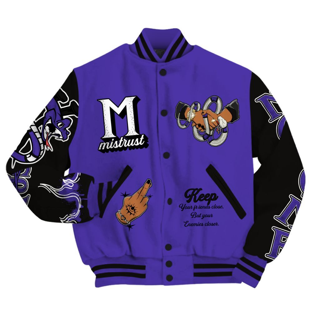 Varsity Jacket To Match Field Purple 12s - Trust No One Snake-Bite Street Style All Over Print